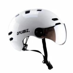 Casque Vélo Urbain à Visière Blanc Optimiz O-380 -Casques vélo Soldes Magasin casque velo urbain a visiere blanc optimiz o 380 l full