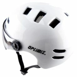 Casque Vélo Urbain à Visière Blanc Optimiz O-380 -Casques vélo Soldes Magasin casque velo urbain a visiere blanc optimiz o 380 full 3